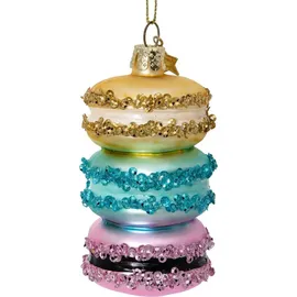 SIKORA Macarons 3er Kekse besondere Weihnachtskugel Glas Christbaumschmuck Deko Figur Weihnachten Anhänger Ornament - Trend Line - BS532