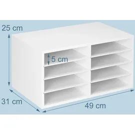 Relaxdays Dokumentenablage Bambus, 8 Fächer, Büro, Home Office, HxBxT: 25x49x31 cm, Schreibtisch Organizer, weiß