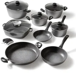 STONELINE® Kochgeschirr-Set 13-teilig mit Deckeln, beschichtete Töpfe & Pfannen Induktion geeignet