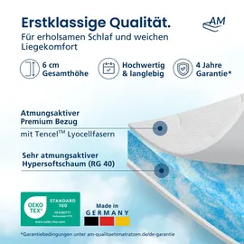 AM Qualitätsmatratzen Kühlender Matratzentopper 160 x 190 cm weiß