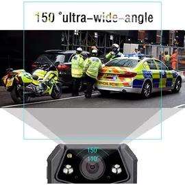 Retevis RT77 Körper Kamera Mini HD 1080P 21MP Polizeikamera getragen Videokamera 150°Blickfeld Sicherheit IR Nachtsicht 2650mAh IP54 Body-Cam(16GB) - Schwarz