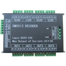 BUNTE-DE High Power 24 Channel RGB 3A/CH DMX512 Controller Led Decoder Dimmer 500Hz Flicker Free Smoother Dimming DMX Signal Indicator Flashes Function DC 5V-24V
