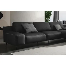Designwerk Eckcouch Leder 3-Sitzer Schwarz