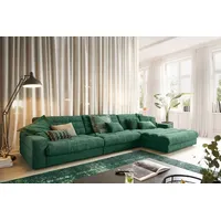 KAWOLA Ecksofa XL Lana Cord Recamiere rechts smaragd