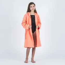 Bademantel Mikrofaser Kinder kompakt - koralle, orange|rosa, Gr. 116 - 6 Jahre