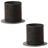 Marrakesch Orient & Mediterran Interior 2er Set Vintage Blumentopf Tulin handgefertigt aus Metall 15 cm modern
