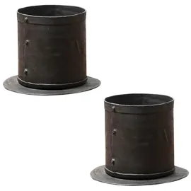 Marrakesch Orient & Mediterran Interior 2er Set Vintage Blumentopf Tulin handgefertigt aus Metall 15 cm modern