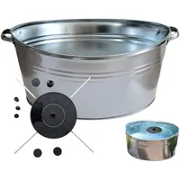 Zinkwanne 40Lmit Solarbrunnen Zinkbehälter für Garten und Balkon Solar Teichpumpe mit Abstandhalter Wasserspiel für Vögel Mini-Teich Dekoration