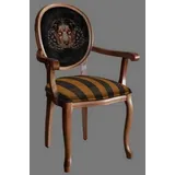 Casa Padrino Esszimmerstuhl Barock Esszimmerstuhl Schwarz / Gold / Braun - Handgefertigter Antik Stil Stuhl mit Armlehnen - Esszimmer Möbel im Barockstil