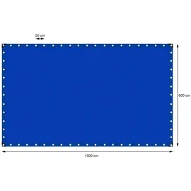 ECD Germany Abdeckplane Gewebeplane mit Ösen 6x10m 60m2 180g/m2 aus Polyethylen Schimmelresistent Wasserdicht - Blau