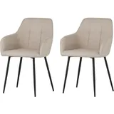 HELA Tische Hela Tische, 2er Set Esszimmerstuhl Maria, Bezug Webstoff beige Microfaser B/H/T: ca. 55x84x61 cm - beige