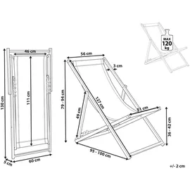 Beliani Locri II Liegestuhl 60 x 79 x 95 cm blau/weiß