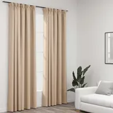 vidaXL Verdunkelungsvorhänge Haken Leinenoptik Beige 140x225 cm