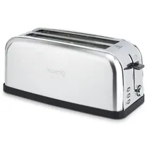 h.koenig TOAS28 Toaster/Langschlitztoaster mit extra breitem Schlitz / 7 Wärmestufen / 3 Funktionen