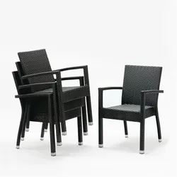 Gastronoble Bolero Rattan Stühle mit Armlehne | anthrazit | 12 Stühle