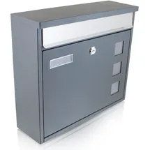 BITUXX Design Wandbriefkasten Grau inkl. Zeitungsfach