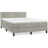 vidaXL Boxspringbett mit Matratze Hellgrau 140x200 cm Samt1348968