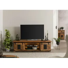 MASSIVMOEBEL24.DE Railway LUX TV-Board 180x55x50 cm Natur lackiert Holz