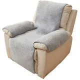 Enwye Dicker Sesselbezug aus Lammfellimitat, rutschfester, waschbarer Sesselbezug für Liegesessel, 1 Sitz, superweicher Möbelschutz für Haustiere (Hellgrau, 56 x 231 cm)