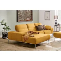 W.SCHILLIG Ecksofa run, Designsofa mit tollem Sitzkomfort, bequem, L-Form, mit elegantem Holzsockel, Füße in Silber matt, Breite 279 cm gelb