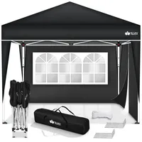 Tillvex - Pavillon 3x3m Schwarz - mit 2 Seitenteilen