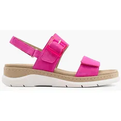 Leder Komfort Sandale - Damen - fuchsia