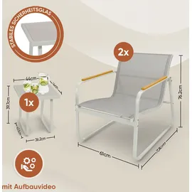 Blumtal Gartenlounge Set 3-tlg. Grau