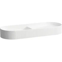 Doppelwaschtisch-Schale SONAR 370x1000x140 ohne Hahnloch ohne Überlauf mit Textur außen weiß
