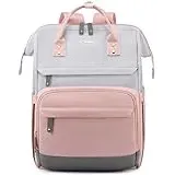 LOVEVOOK Rucksack Damen Groß Laptop Rucksack mit Laptopfach 17.3 Zoll Schulrucksack Mädchen Teenager Schultasche Backpack Tagesrucksack Rucksäcke Wasserdicht für Schule Reise Uni Business, Grau Rose