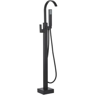 Beliani Armatur Freistehend Schwarz Messing Zink Wannenmischer/ Exklusive freistehende Badewannenarmatur Modernes Design