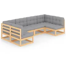 vidaXL Garten-Lounge-Set 6-tlg. grau Kiefer