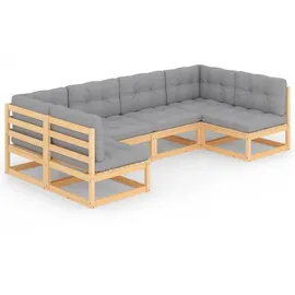 vidaXL Garten-Lounge-Set 6-tlg. grau Kiefer