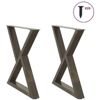 VidaXL Esstischbeine 2 Stück Naturstahl 80x(72-73,3) cm Stahl