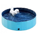 Faltbare Hunde Pools Hundepool Haustierpool Gartenhundepool für Hunde aus PVC (80x20CM, Blau)