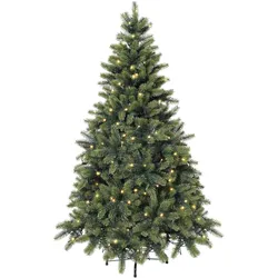 Künstlicher Weihnachtsbaum CREATIV GREEN "Weihnachtsdeko, künstlicher Christbaum, Tannenbaum", grün, H:240cm Ø:145cm, Kunststoff, Weihnachtsbäume, Kunstweihnachtsbäume, incl. integrierter Lichterkette, 150 LEDs