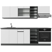 Vicco Küchenzeile Küchenblock Einbauküche R-Line J-Shape Anthrazit Weiß 240 cm modern Küchenschränke Küchenmöbel