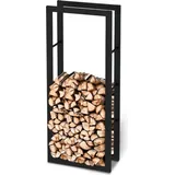 holz4home® Kaminholzregal aus Metall Schwarz inkl. Ofenhandschuh 60x25x150cm