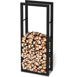 holz4home® Kaminholzregal aus Metall Schwarz inkl. Ofenhandschuh 60x25x150cm