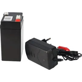 Q-Batteries Set - Bleiakku und Ladegerät - 6V 4,5Ah Q-Batteries Akku 0,6A Lader