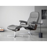 Stressless Relaxsessel STRESSLESS "Consul" Sessel Gr. Leder BATICK, Cross Base Wenge, S, Rela x funktion-Drehfunktion-PlusTMSystem-Gleitsystem-BalanceAdaptTM, B/H/T: 78 cm x 97 cm x 70 cm, grau (wild dove batick) Lesesessel und Relaxsessel