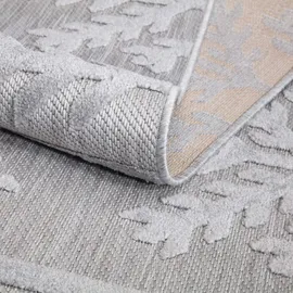 Carpet City In-& Outdoor Teppich - Quadratisch 150x150 cm - für Innen-& Außenbereich - Wetterfest Balkon-Teppich, Terrasse, Flur, Küche - Wohnzimmer-Teppiche - Hochtief/ 3D-Effekt - Ethno-Optik in Grau