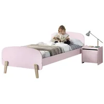 58 aufm Kessel Jugendzimmer-Set Kinderzimmer Set Karilynn 1 Bett mit Nachtkommode Holz+MDF rosa, (inkl. Versand, Lieferung bis Verwendungsstelle), rosaLiegefläche 90 x 200, mit Lattenrost und Nachtkommode, Retro-Optik rosa