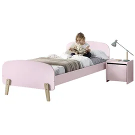 58 aufm Kessel Jugendzimmer-Set Kinderzimmer Set Karilynn 1 Bett mit Nachtkommode Holz+MDF rosa, (inkl. Versand, Lieferung bis Verwendungsstelle), rosaLiegefläche 90 x 200, mit Lattenrost und Nachtkommode, Retro-Optik rosa