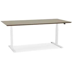 Kadima Design Arbeitstisch höhenverstellbar | 180x90 cm | Elektrisch Homeoffice Ergonomisch 63-128 cm | Braun-Weiß | Bürotisch