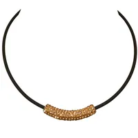 traumschmuck Kette ohne Anhänger 389c Halsreif Halskette Collier Kautschuk Röhre Strass gold beige (Geschenk, Muttertag, Weihnachten, Geburtstag, Valentinstag, incl. Schmuckbox), handgefertigt, Made in Germany goldfarben