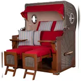 Mr. Deko Strandkorb Komplettset - bene living - Ammersee Mahagoni Bullauge - PE grau - Modell 585 - inkl. Liftersystem