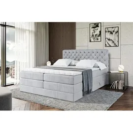 altdecor Boxspringbett mit Matratze, Topper, Polsterbett mit, Bettkasten BOXI8 KING - 140x200 - Grau Monolith