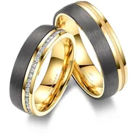 Trauring MARRYA "Carbon Ringe Trauringe Eheringe Partnerringe" Gr. 70, schwarz (herren ring, schwarz, gold), Fingerringe, Damen, 70, Carbon