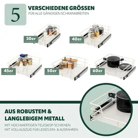 bremermann Teleskopschublade 30 cm mit Einlegeboden, Küchenschublade zum Nachrüsten, Vollauszug mit Teleskop-Schienen, ideal für Küche, Bad & gr onesize