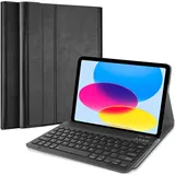 Cazy Tastatur Hülle Kompatibel mit iPad 2022 (10th Gen) - Schutz Etui mit magnetisch Abnehmbarer Tastatur (DE, Apple iPad 2022 (10. Gen)), Tablet Tastatur, Schwarz